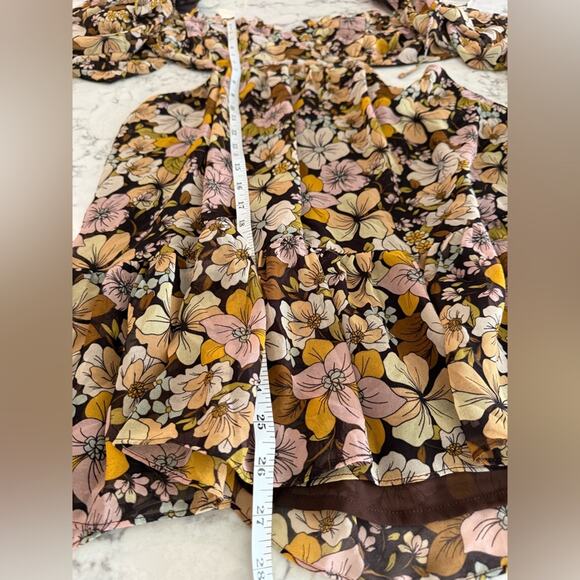 ASTR The Label Teyla Mini Dress in Brown & Yellow Floral NWT- Large - Picture 9 of 10